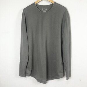 BYLT Drop Cut Long Sleeve Tee Blend Gray Stretch Crew Neck Men's Size XL